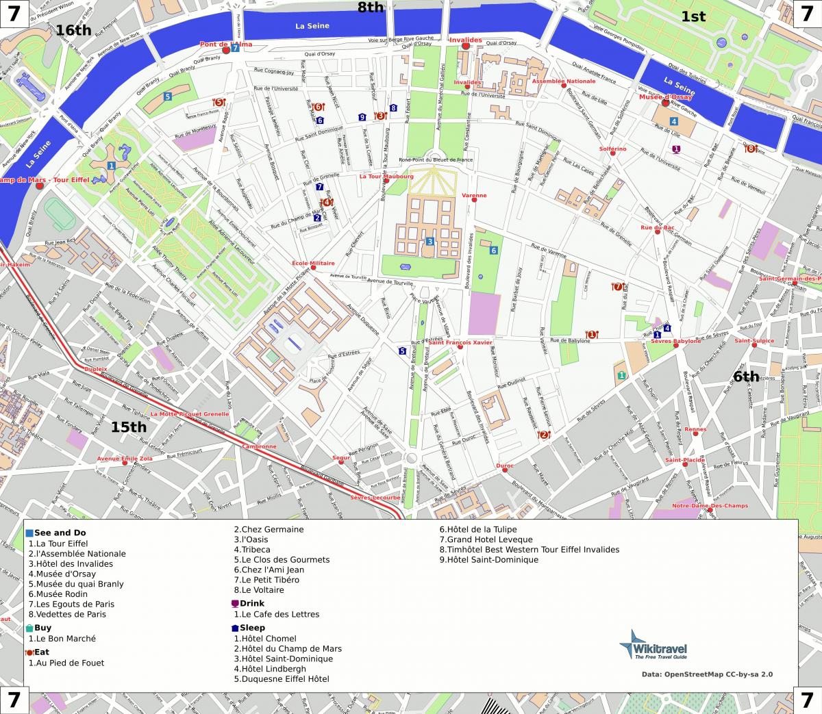 แผนที่ของ 7 arrondissement ของปารีส