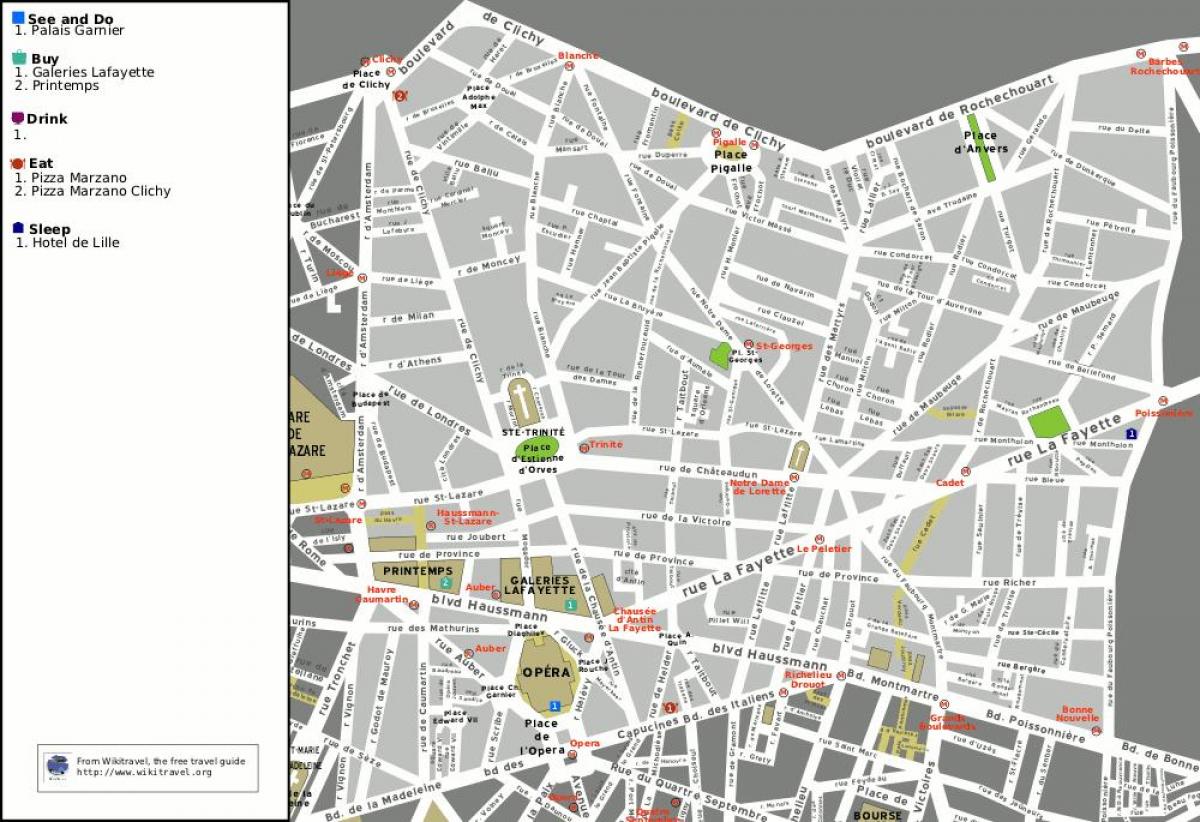 แผนที่ของ 9 arrondissement ของปารีส