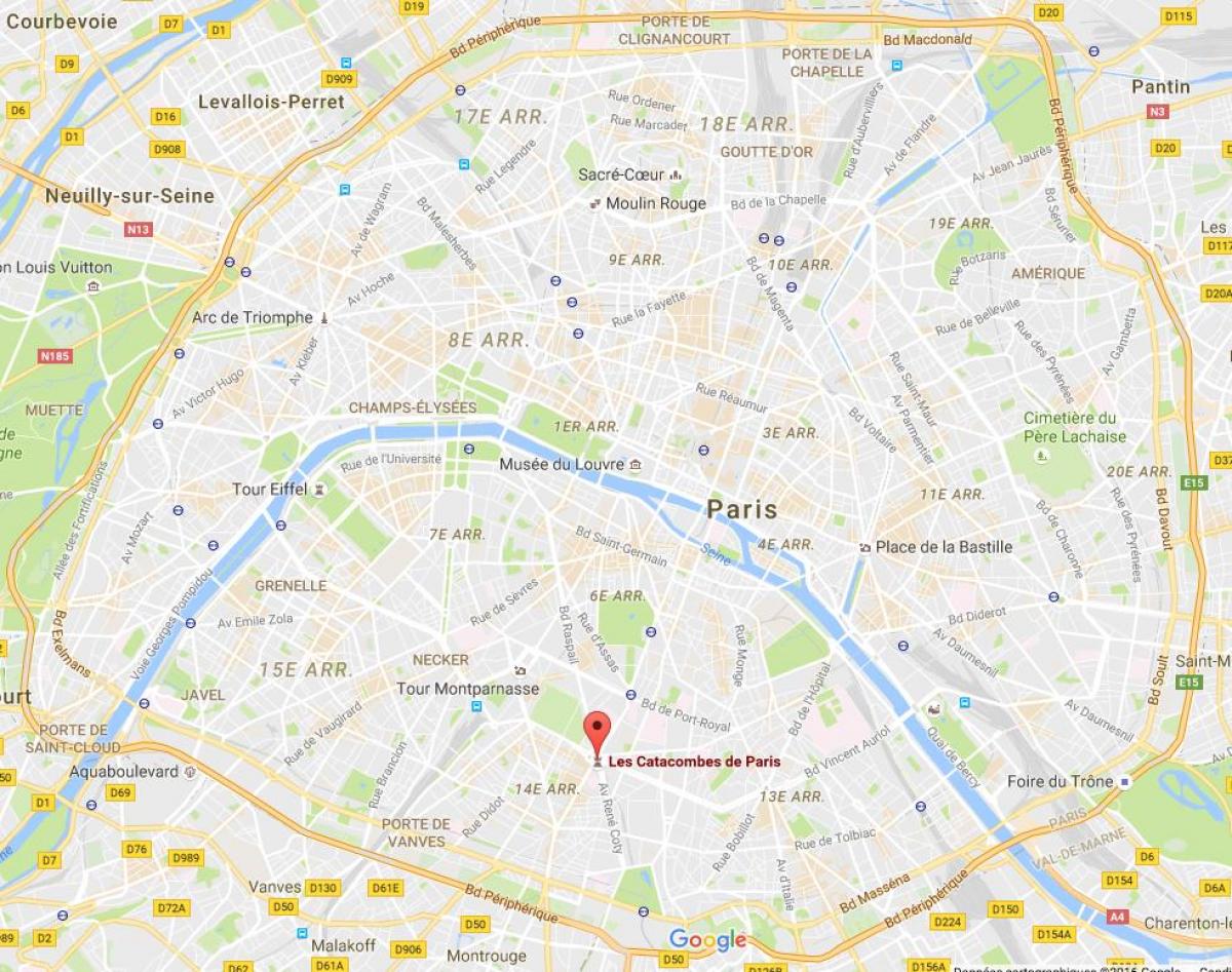 แผนที่ของ Catacombs ของปารีส
