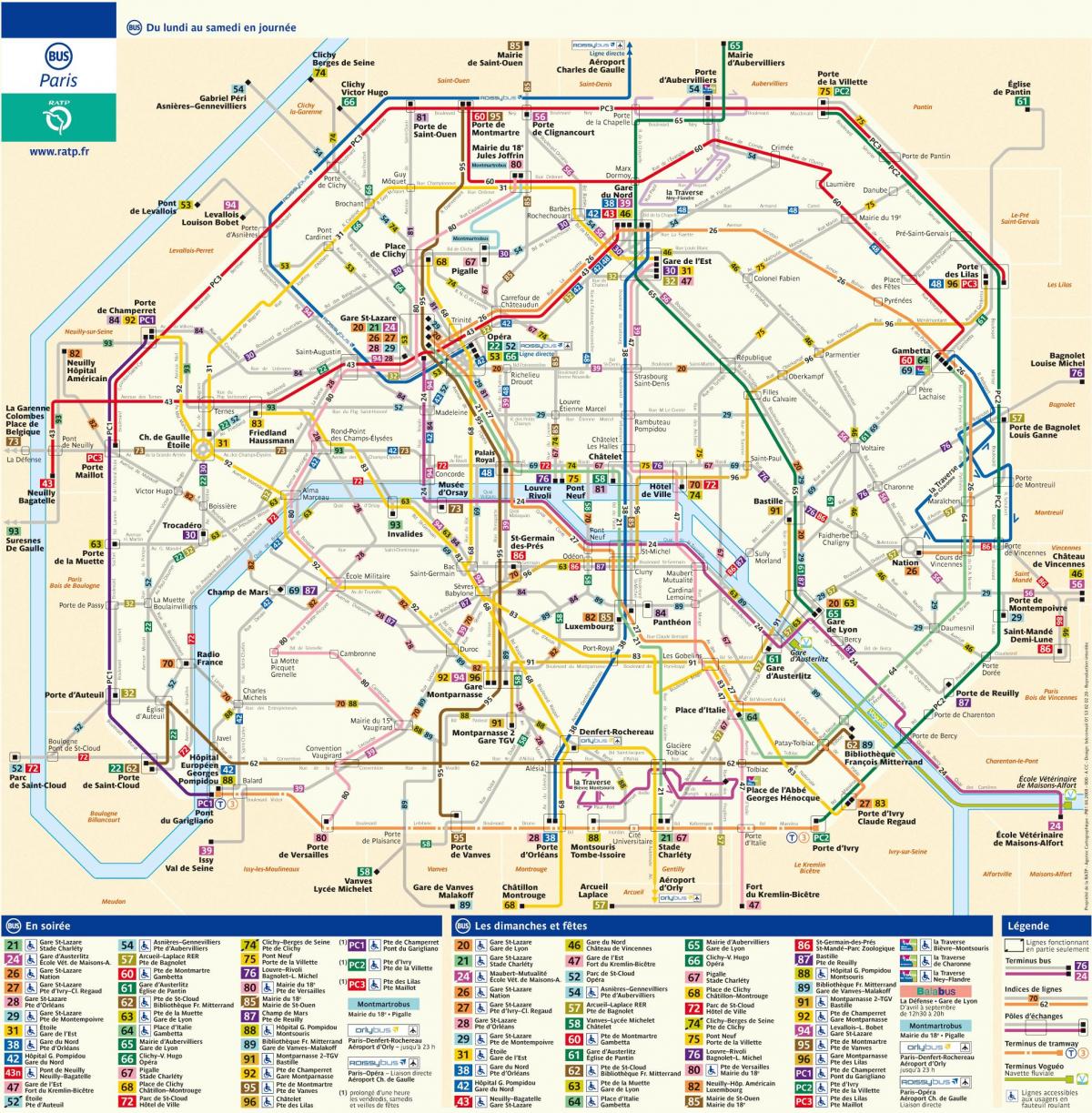 แผนที่ของ RATP รถบัส