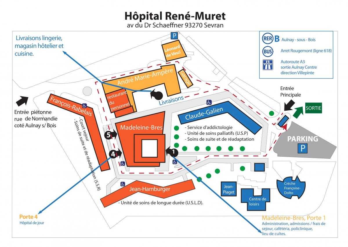 แผนที่ของ René-Muret โรงพยาบาล