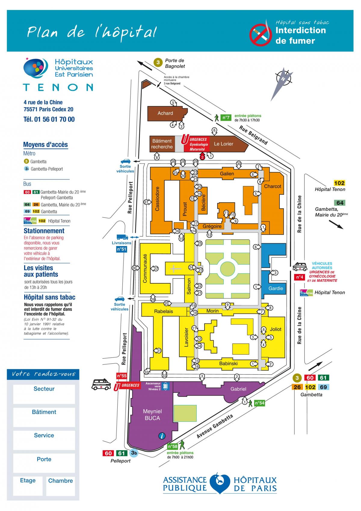 แผนที่ของ Tenon โรงพยาบาล