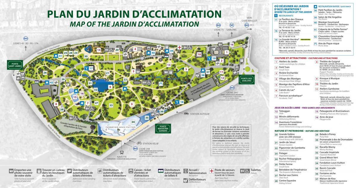 แผนที่ของ Jardin d 'Acclimatation