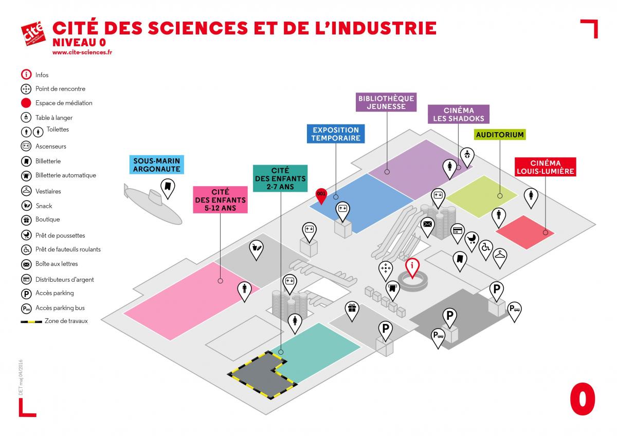 แผนที่ของ Cité des วิทยาศาสตร์ et เดอ l 'Industrie