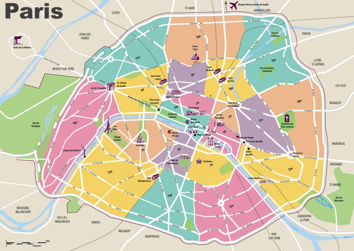แผนที่ปารีส attractions