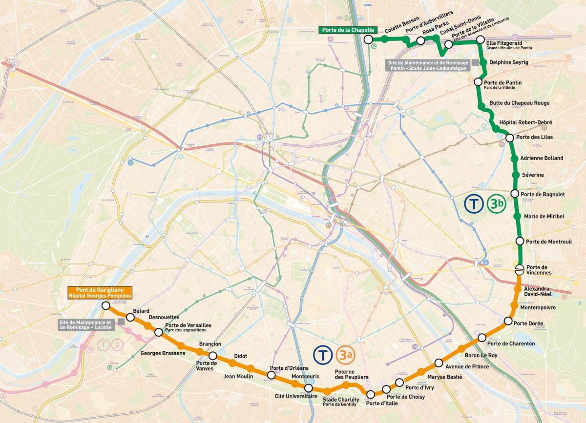 แผนที่ปารีส Tramways