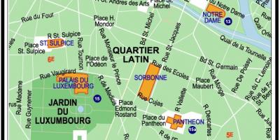 แผนที่ของภาษาละตินหนึ่งส่วนสี่ของปารีส