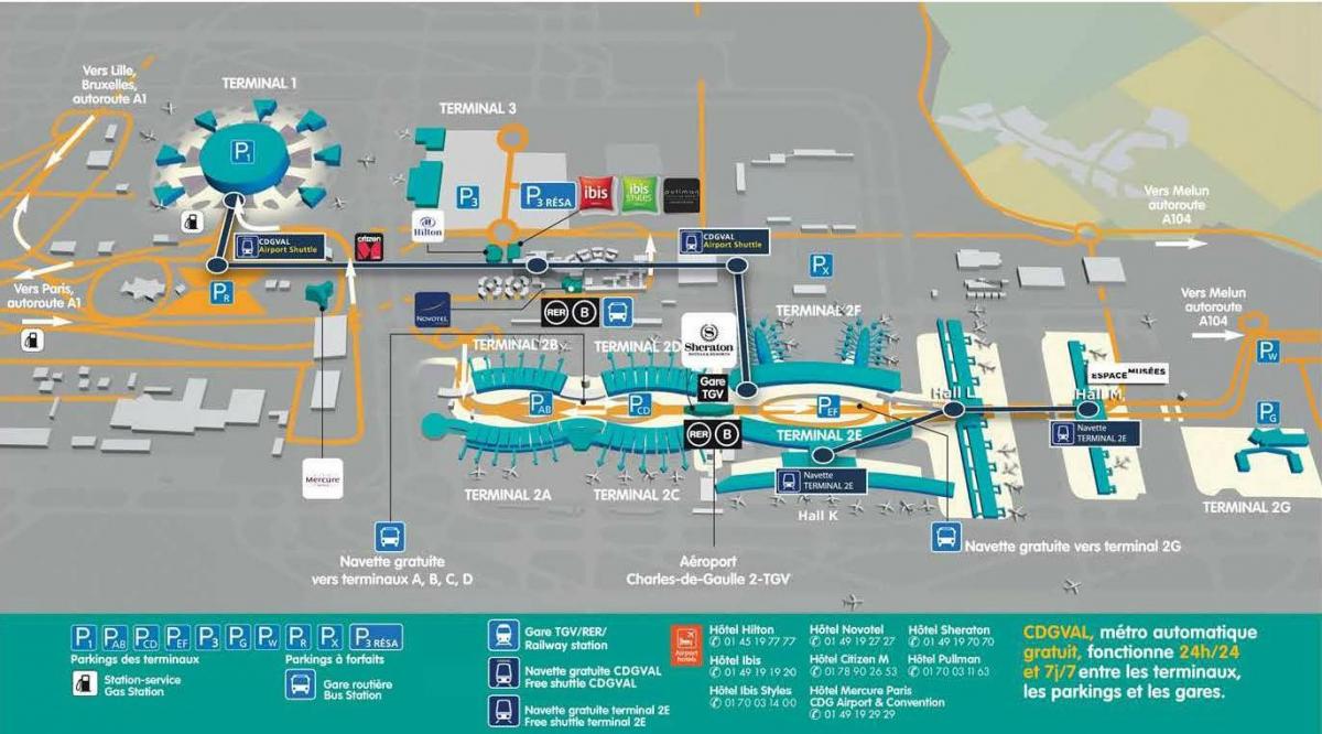 แผนที่ของ CDG สนามบิน