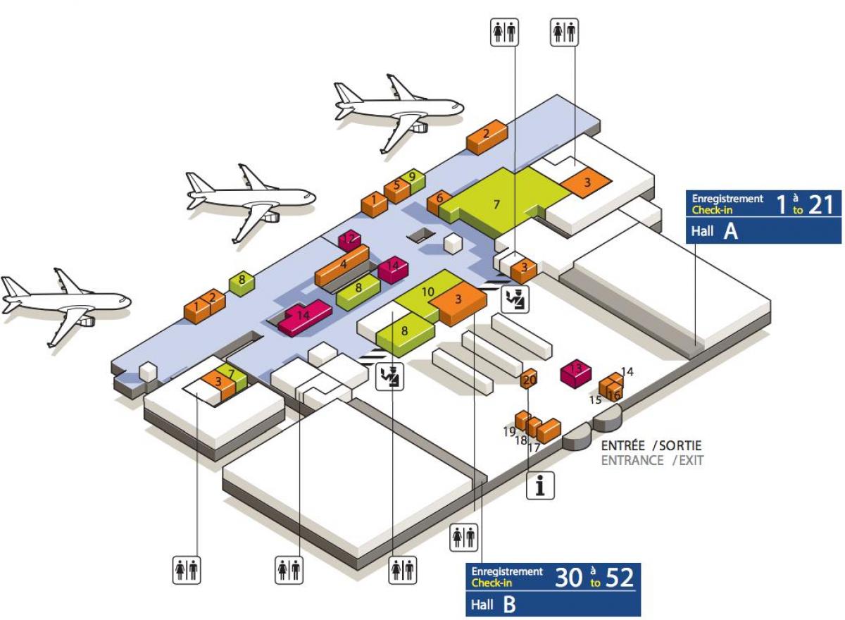 แผนที่ของ CDG สนามบินเทอร์มินัล 3