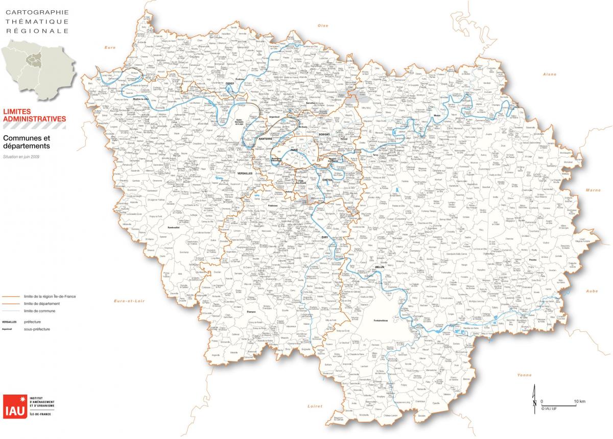 แผนที่ของ Ile-de-ฝรั่งเศส