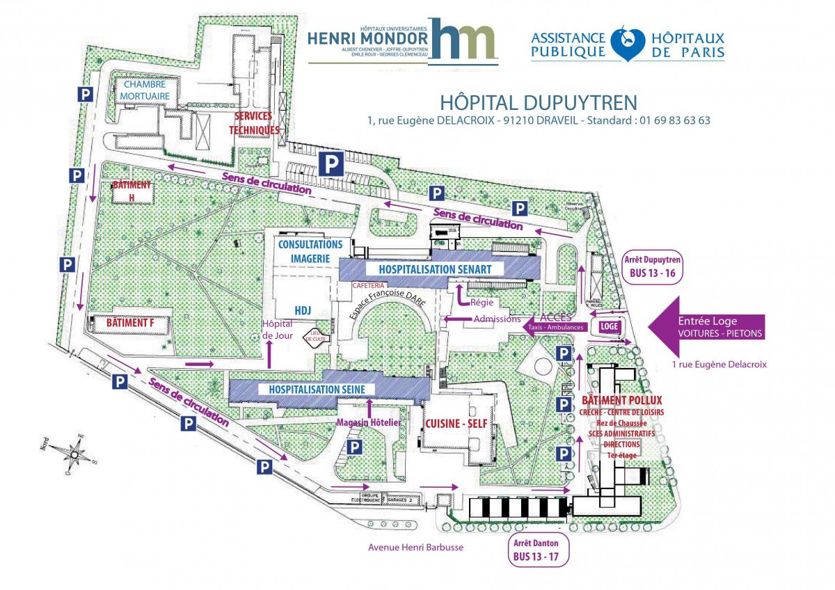 แผนที่ของ Joffre-Dupuytren โรงพยาบาล