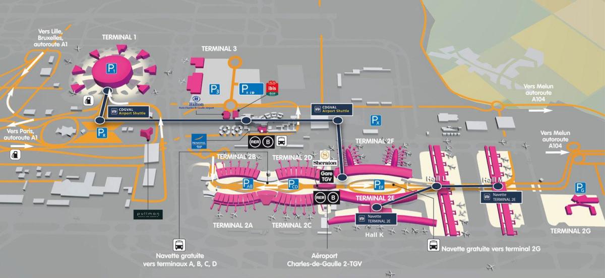 แผนที่ของ Roissy สนามบิน