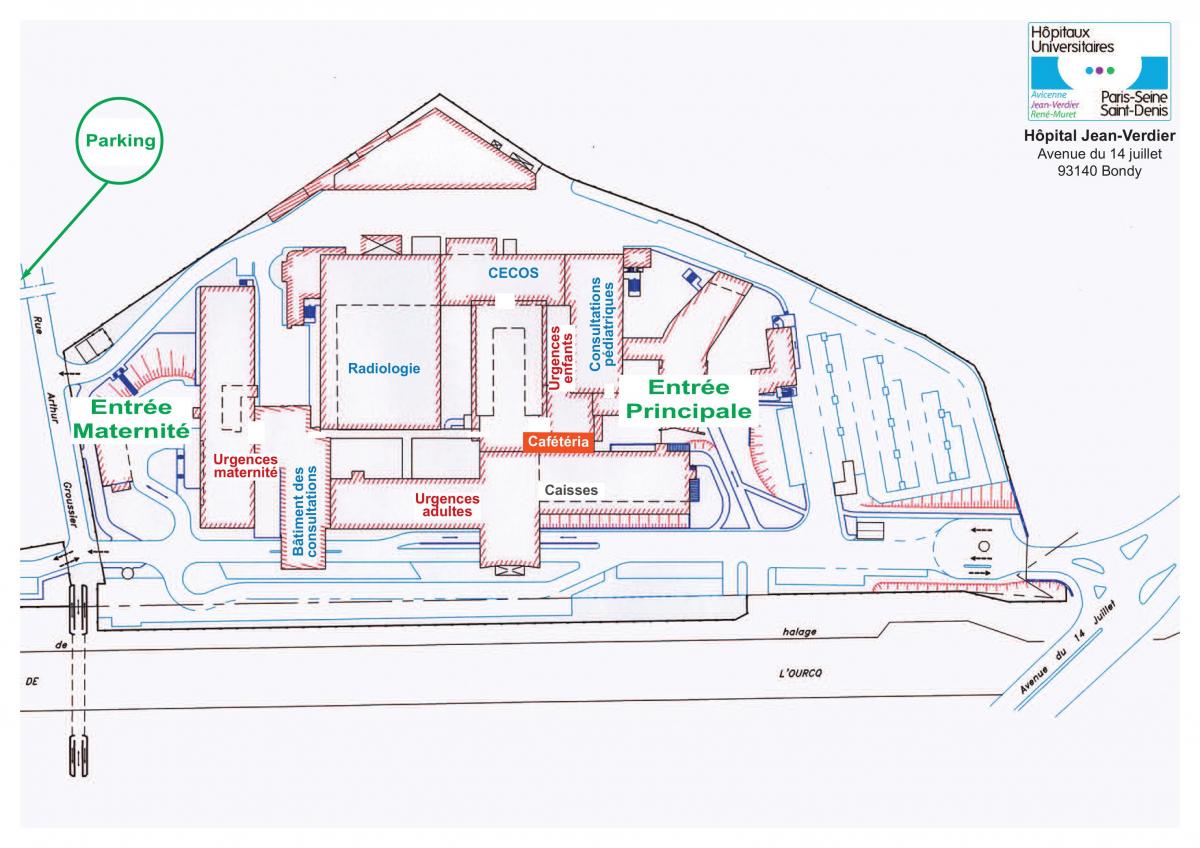 แผนที่ของจีน-Verdier โรงพยาบาล
