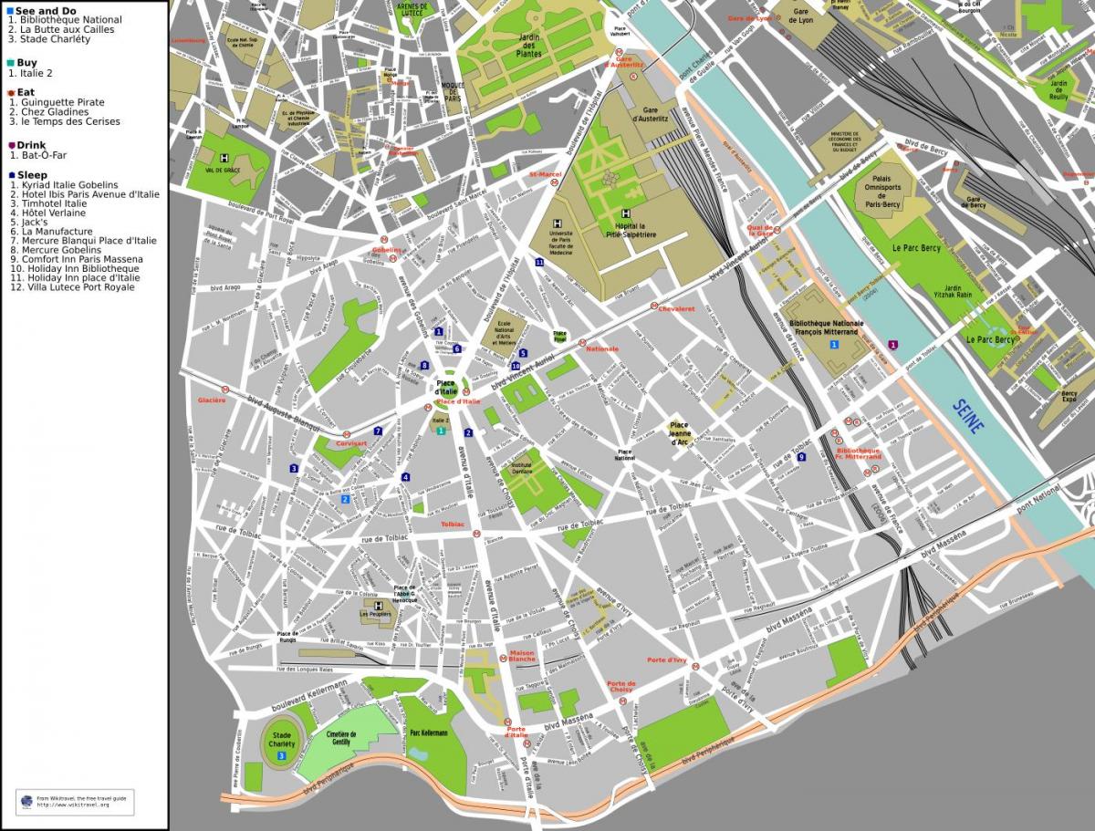 แผนที่ขที่ 13 ถ arrondissement ของปารีส