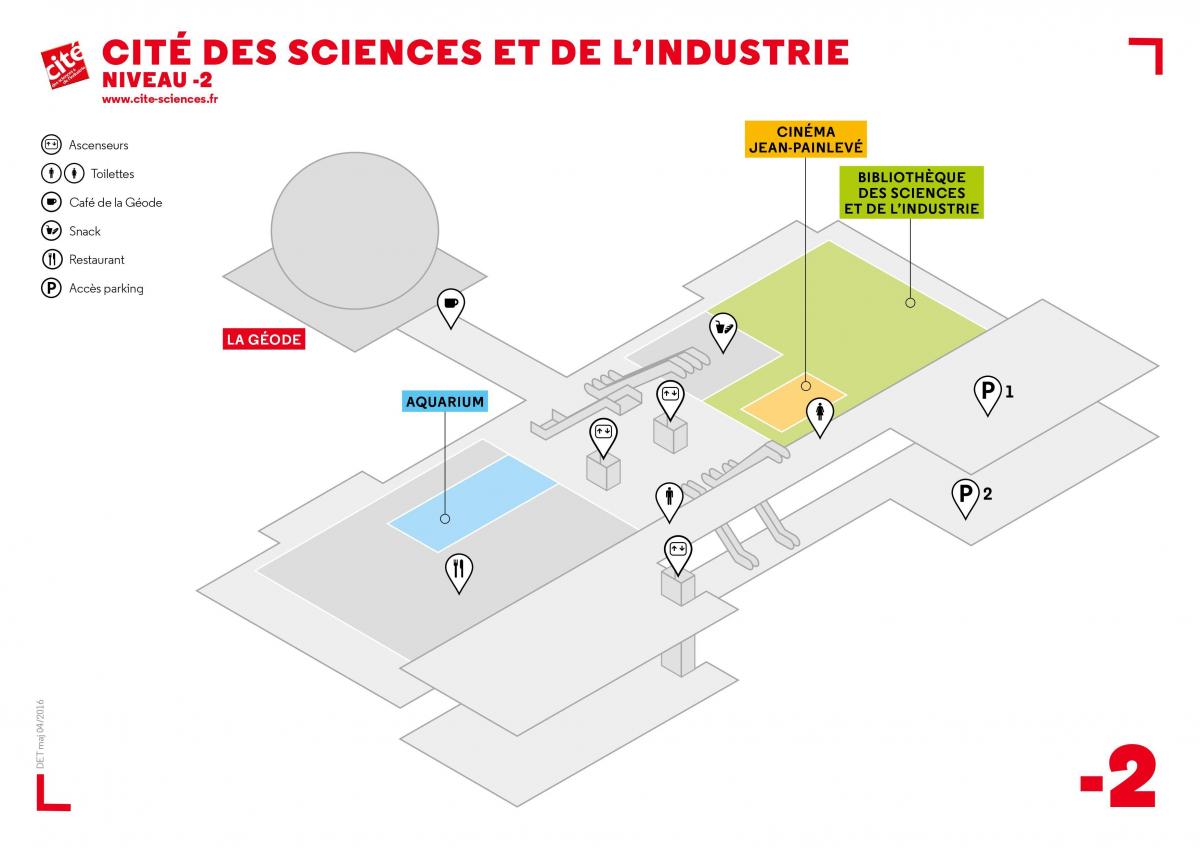 แผนที่ของ Cité des วิทยาศาสตร์ et เดอ l 'Industrie ระดับ -2