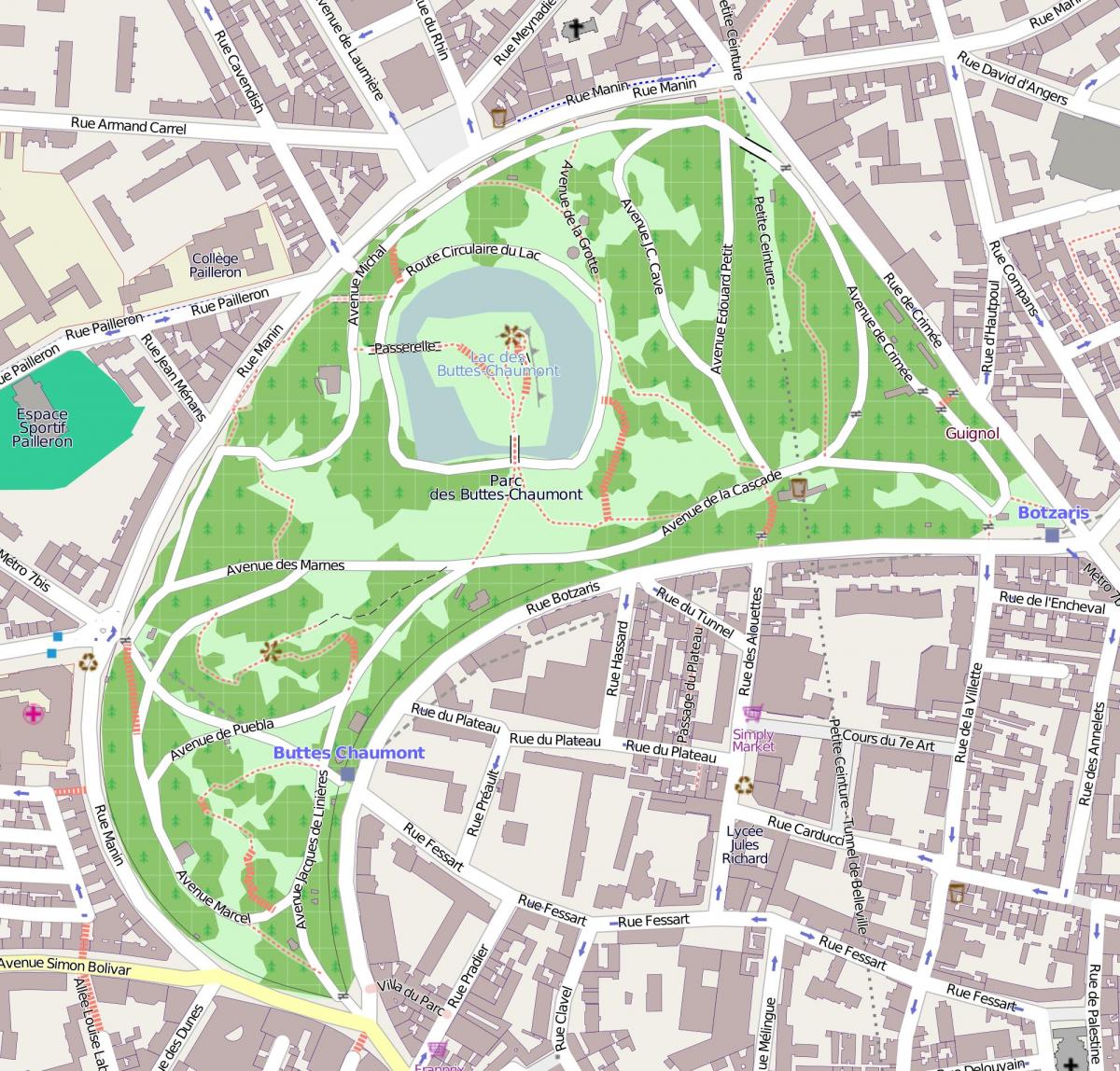 แผนที่ของ Parc des Buttes-france. kgm