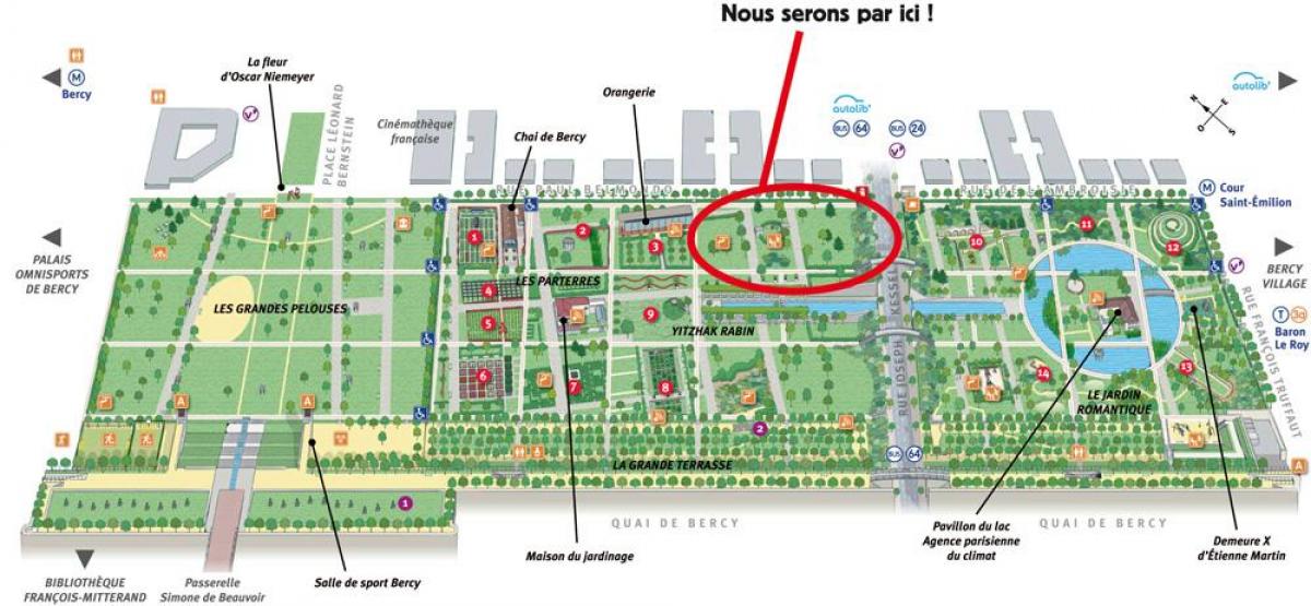 แผนที่ของ Parc เดอ Bercy