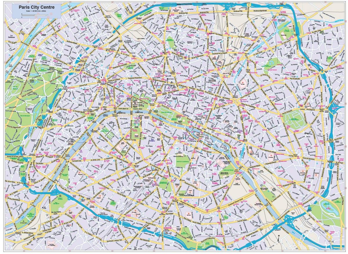 แผนที่ปารีสของศูนย์กลางเมือง