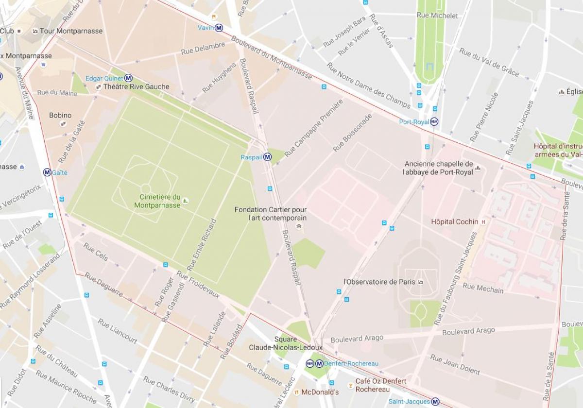แผนที่ของเขต Montparnasse