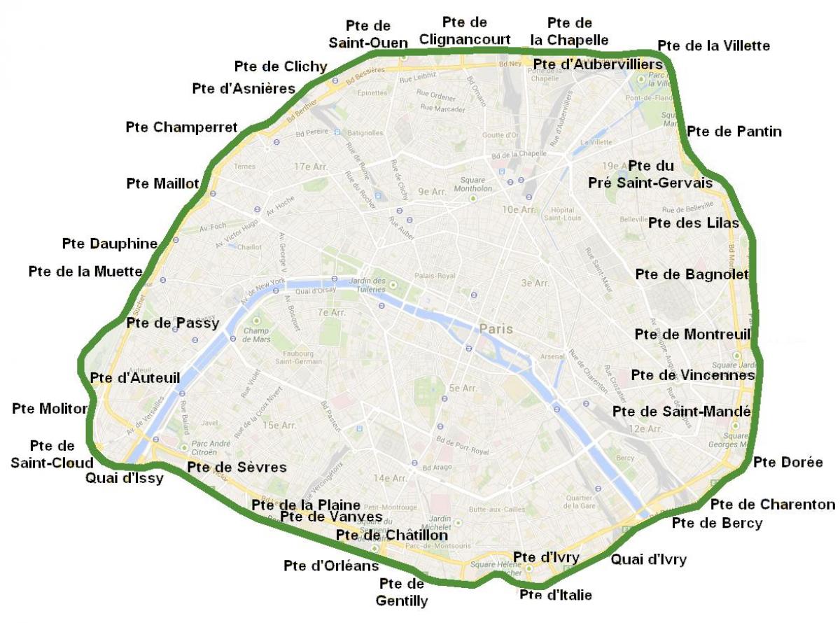 แผนที่ของเมืองระตูเมืองของปารีส