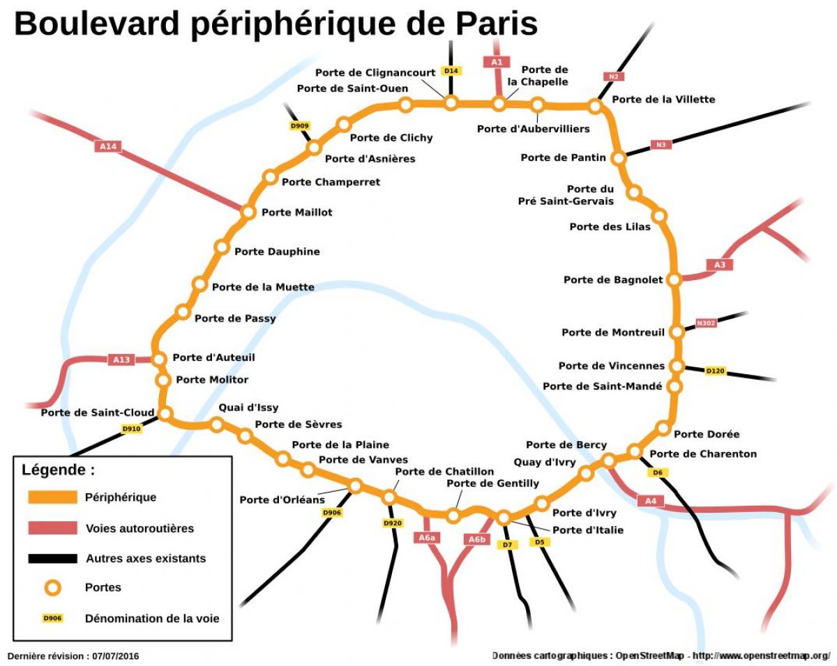 แผนที่ของเมืองหรอก Périphérique