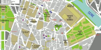 แผนที่ของถนน 5 ตัด arrondissement ของปารีส