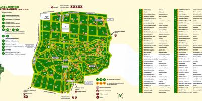 แผนที่ของ Pere-Lachaise สุสาน