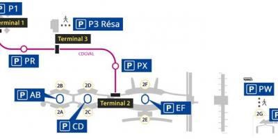 แผนที่ของ Roissy สนามบินจอดรถ