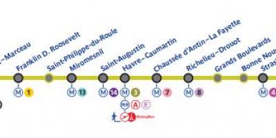 แผนที่ปารีสของรถไฟใต้ดินสาย 9